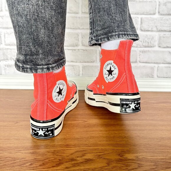 Converse Chuck 70 Plus Hi Top Platform Sz 8.5 Women Shoes Orange Sneaker A06432C - Picture 6 of 12